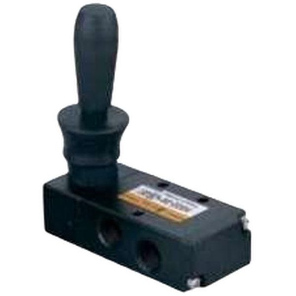 5/3 vias, conexão 1/2, acionamento manual, retorno mola, centro fechado, lubrificação não é necessária, pressão de trabalho  0~0.8MPa, temperatura de trabalho -5...60oC, vedações NBR 