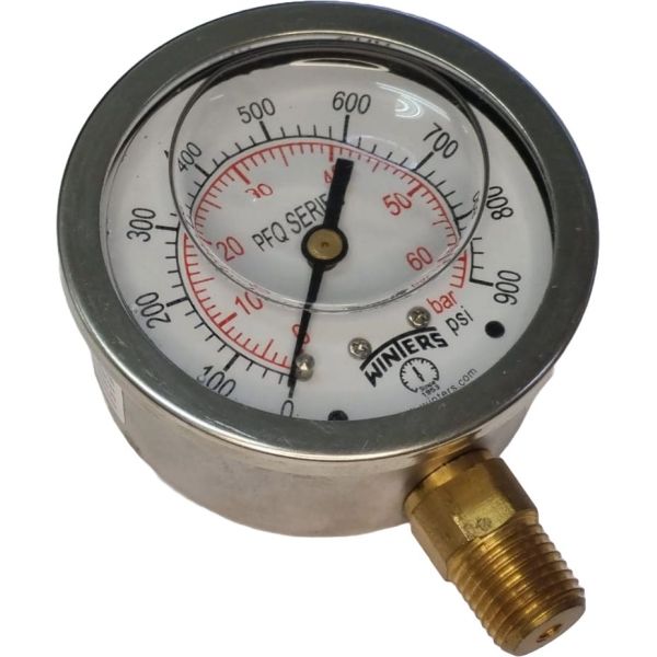 saída por baixo, conexão 1/4NPT, com glicerina, mostrador 63mm, caixa aço inoxidável