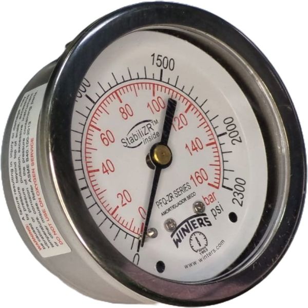 saída traseira, conexão 1/4NPT, com StabiliZR, mostrador 63mm, total inoxidável