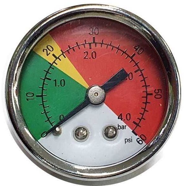 man&ocirc;metro de saturação para filtro de retorno, saída por baixo, conexão rosca 1/8NPT, visor 40mm