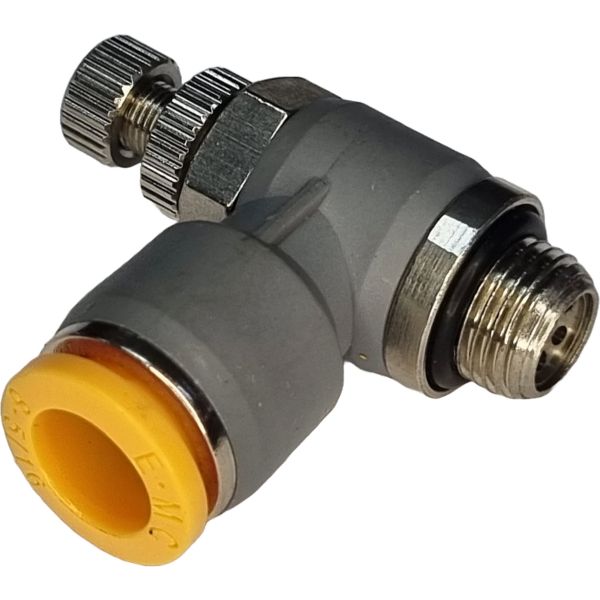 rosca 1/8bsp, diâmetro do tubo 8mm, anel de desengate laranja, corpo cinza